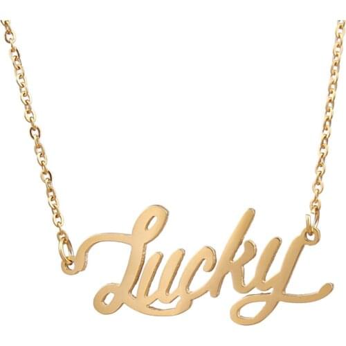 Lucky Name Necklace Personalised Stainless Steel Women Choker 18k Gold Plated Alphabet Letter Pendant Jewelry Friends Gift