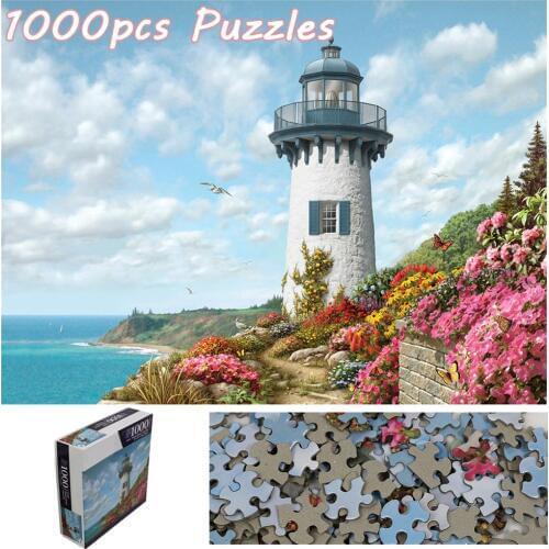 Lighthouse County Landscape Puzzle 1000pcs Jigsaw Puzzle for Kids Adult Educational Puzzle 27"x20" Family Leisure Entertainment