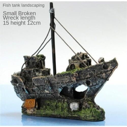 Pirate ship aquarium landscaping aquarium Landscaping Decoration ship shelter decoration simulation ship resin sunken boat