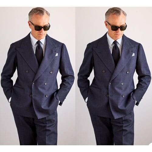 Casual Men Linen Tuxedos Custom Made Peaked Lapel Double Breasted Blazer Party Prom Business Office 2 Pieces Sets