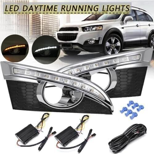 Pair Turn Signal Relay Car-styling 12V LED DRL Daytime Running Lights with fog lamp hole For CHEVROLET CAPTIVA 2011 -2013