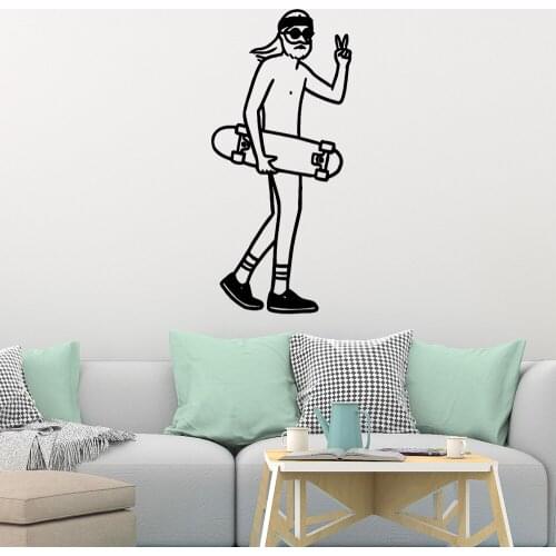 Removable Skateboard Cartoon Wall Decals Pvc Mural Art Diy Poster Kids Room Nature Decor Vinyl Art Decals