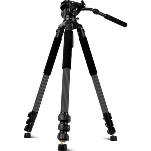 Q680C new carbon fiber tripod 191cm 75.2inch tripod kit &18 load capacity tripod stand with 3-way fluid pan head for DSLR