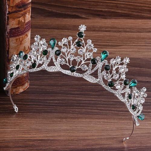 Red Crystal Bridal Tiara and Crown Hair Jewelry Rhinestone Princess Noiva Diadem Pageant Bridal Wedding Hair Accessories BH
