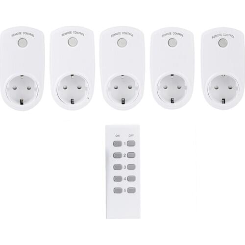 Smart Plug Remote Control Wireless Socket Home House Power Outlet EU Standard (5 Socket+1 Remote)