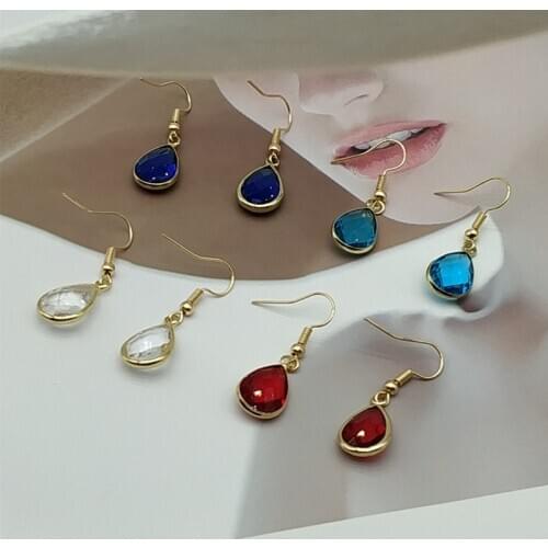 Korean Style Water Drop Dangle Earrings Multicolor Crystals Luxury Wedding Earing for Brides