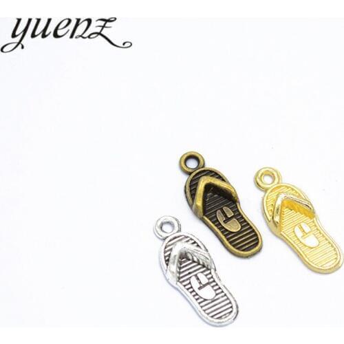 YuenZ 20 pcs Antique Silver color slippers Charms Pendants for Bracelet Necklace DIY Jewelry Making Finding Accessories N134