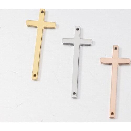 20pcs/Lot Stainless Steel Mirror Polish Crosses DIY Charms Pendants Jewelry Making Necklace Accessories 11*27.8mm