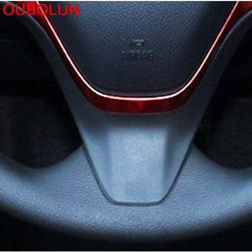 1piece Car Styling Fit For Chevrolet Cruze 2017 2018 Holden ABS Chrome Red Paint Steering Wheel Trim Frame Sticker