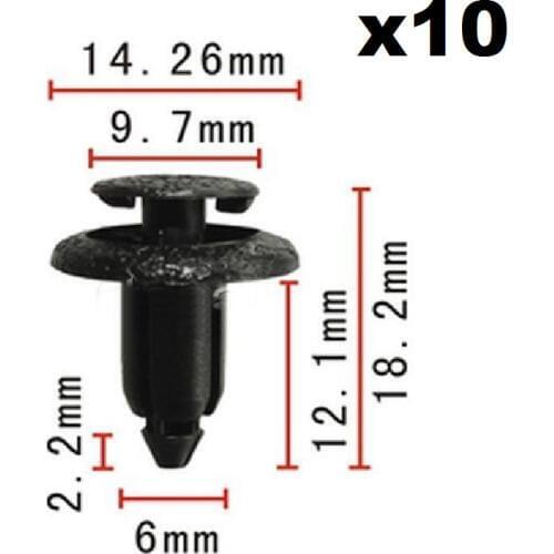 10 Pcs/Set For Toyota 90467-06133-CO Nylon Rocker Panel Push-Type Rivet Retainer Clips