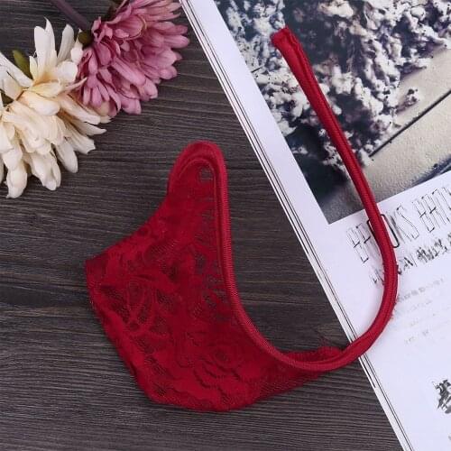2021 New Sexy Men Lace C String Underwear Bikini T Back G String Thong Invisible Brief Comfortable Underpants