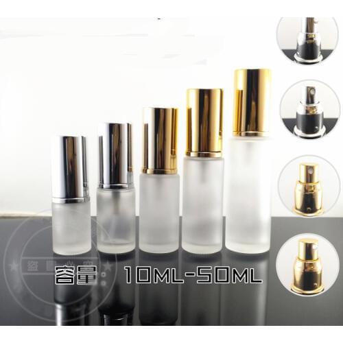 300pcs/lot Frosted Glass Lotion Pump Spray Bottles 10ml 20ml 30ml 50ml Cream Jars Split Charging Jars Empty Cosmetic Container