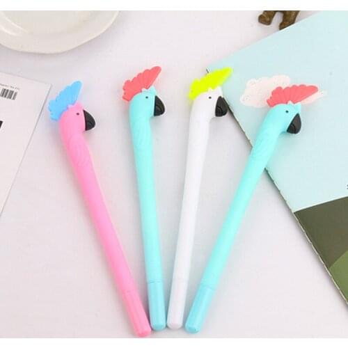 36PCS Cartoon Creative Cute Parrot Big Red Hat Gel Pen Cute Animal Modeling Student Writing Pen Stationary Office Accessories