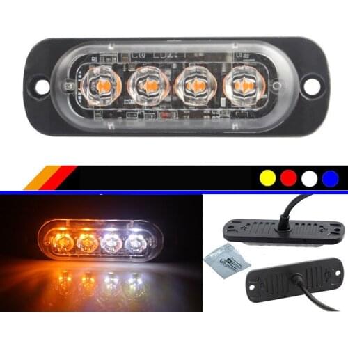 4LED Car Strobe Warning Light Grill Flashing Breakdown Emergency LED Side Light