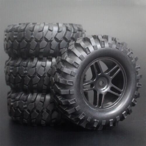 4x 1.9Inch 96mm Rubber Tires Plating Wheel Rims For D90 D110 SCX10 CC01 RC Rock Crawler Truck Climbing Off-Road Car