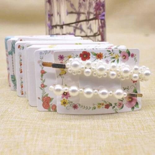 50pcs Card 5x7cm White marbling paper hair clip card jewelry package flower print paper hairclaw oranments display card