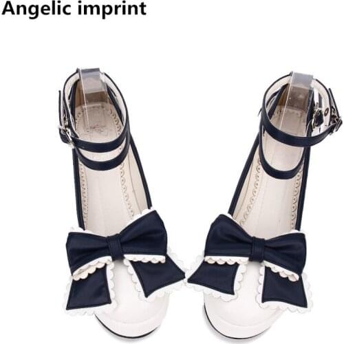 Angelic imprint woman mori girl lolita cosplay shoes lady high heels pumps wedges women princess dress party platform shoes 5cm
