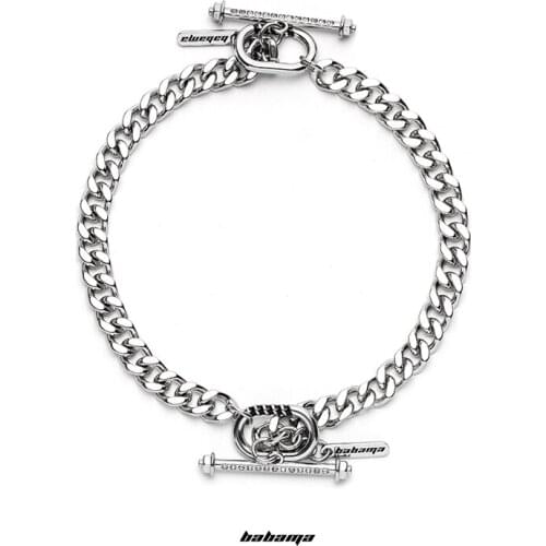 Babama bracelet male ins niche design female couple a pair of jewelry Cuban jewelry tide card combination necklace