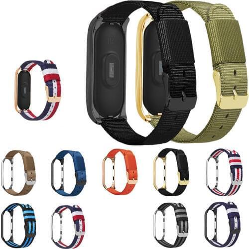 Mi band 4 Luxury Nylon Ultrathin Metal Wristband Strap Watch Band for Xiaomi Mi Band 3 / 4 Sports Canvas Colorful Bands