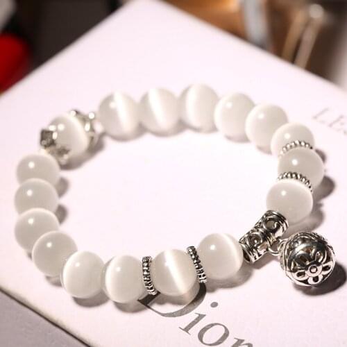 Natural crystal cat eye stone beaded bracelet single-ring transfer ball retro womens hand ornament Yiwu jewelry wholesale