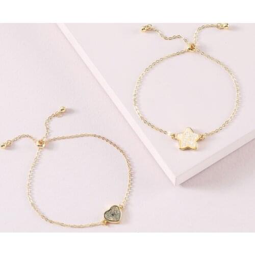 B2445 Faux Natural Stone Star Heart Bracelets Bangles 2021 New Geometric Hexagon Stone Bracelets for Women