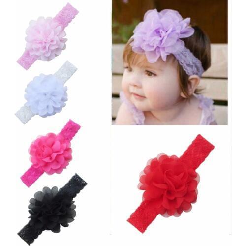 Childern/ Baby hairband Girls Lace Hair Accessories Baby Girl Chiffon Flower Headband Infant Hair Weave band