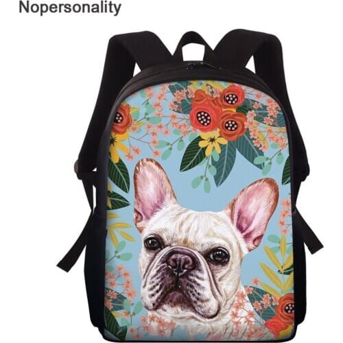 Nopersonality Cute Joyful French Bulldog Print School Bag Kids Back To School Lightweight Daily Backpack for Student Book Bag