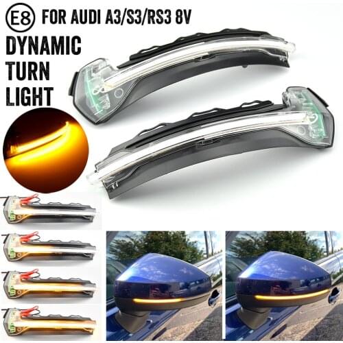 For RS3 A3 S3 8V Dynamic Side Mirror Turn Signal Indicator Light for Audi A3 8V 2013-2018 matt chrome Carbon fiber mirror cover