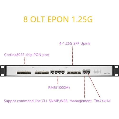EPON OLT 8 PON port OLT GEPON 4 SFP 1.25G/10G SC WEB support L3 Router/Switch multimode management Open software 8 PON port