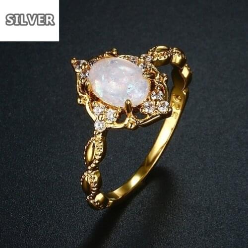 Hot selling plated 18k gold Opel opal ring Europe and the United States cross-border source of silver womens jewelry wholesale