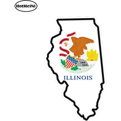 HotMeiNi 13cm x 7cm Car Styling Illinois Flag Map Shape - Printed Vinyl Decal Sticker Il Usa Car Sticker Waterproof Accessories