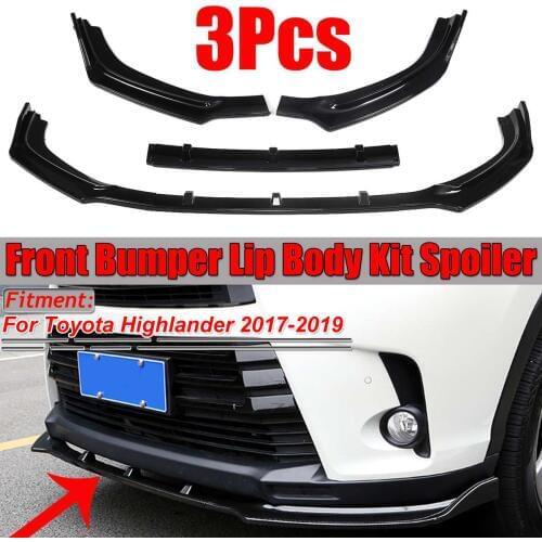 Matte/Gloss Black 3Piece Car Front Bumper Splitter Lip Cover Diffuser Spoiler Body Kit For Toyota For Highlander 2017 2018 2019