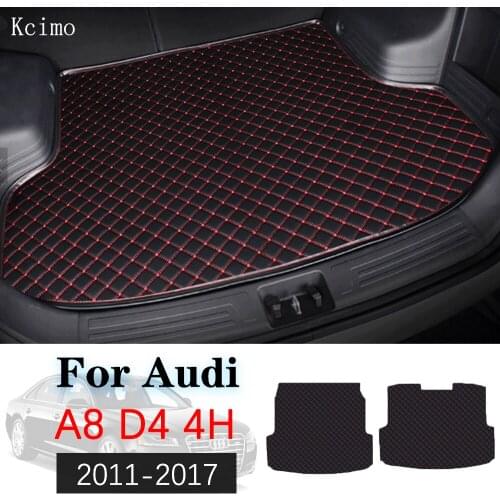 Leather Car Trunk Mat For Audi A8 D4 4H 2011-2017 A8L S8 Trunk Boot Mat Liner Pad Cargo pad Carpet Tail Cargo Liner 2014 2015