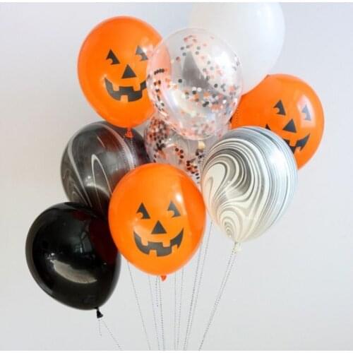 Kuchang 10 pcs Halloween Party Balloon Decoration Fun Orange Printed Ghost Jack-o-Lantern Latex Balloons Trick or Treat