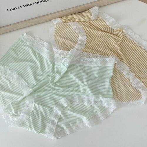 Summer Cute Underwear Female Girl Small Fresh Japanese Sweet Mid-waist High Elastic Seamless Panties Womens Briefs