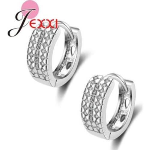 Trendy Circle Shiny Earrings For Women Men Favorites Accessories 925 100% Sterling Silver Rhinestone Fast Shipping Pattern