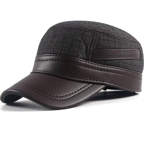 Mens Caps Winter Bomber Hat With Earflaps 2021 Leather Ushanka Military Hat Gorro invierno hombre Snow Earflap Baseball Cap