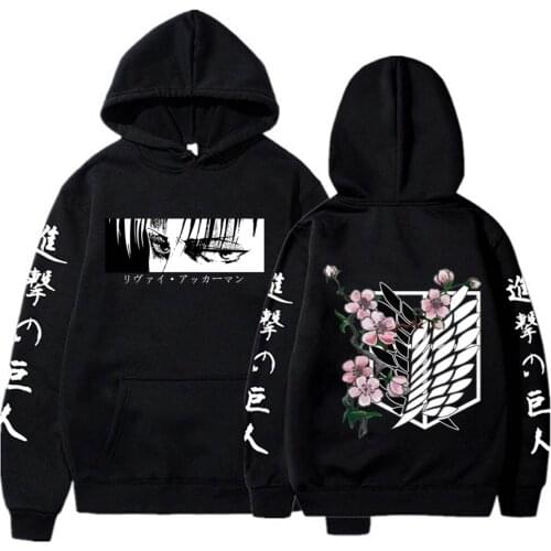Anime Attack On Titan Eren Jaeger Mikasa·Ackerman Eye Manga Hoodies Harajuku Jiyuu No Tsubasa Graphics Men Winter Sweatshirts