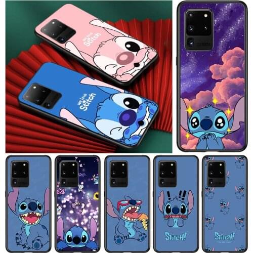 Stitch cute disney cartoon for Samsung S20 FE Ultra Plus A91 A81 A71 A51 A41 A31 A21 A11 A72 A52 A42 A22 Soft Black Phone Case