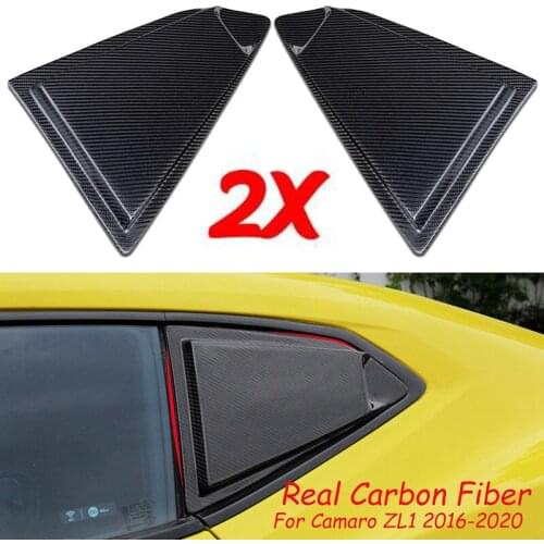Rear Window Side Louvers Vent Cover Stickers, for Chevy Camaro ZL1 2016-2019 Window Blinds Trim Carbon Fiber