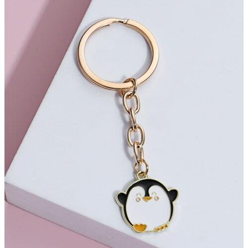Lovely Penguin Keychain Enamel Key Ring Alloy Animal Key Chains For Women Men Handbag Accessorie Car Hanging Jewelry Handmade