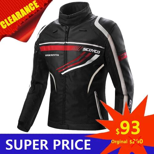 Clearance SCOYCO Men Motorcycle Jacket Breathable Mesh Moto Jackets Waterproof Motocross Protective Gear Reflective Motorcycle