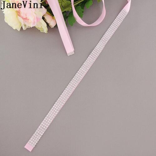 JaneVini Bling Beaded Bridal Belt Luxury Wedding Belt Rhinestones Ribbons Wedding Dress Belt Long Bride Bridesmaid Sash 2018
