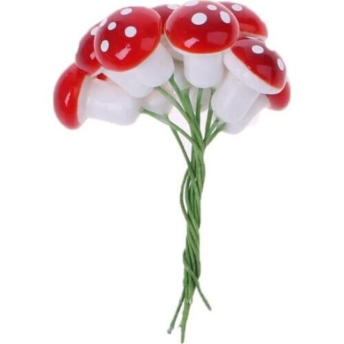 DIY 10Pcs Mini Red Mushroom Garden Ornament Miniature Plant Pots Fairy Dollhouse