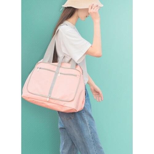 New Solid Color Foldable Travel Bag Portable Luggage Bag Outdoor Carry On Duffle Bag Large Capacity Traveling Shoulder Bags