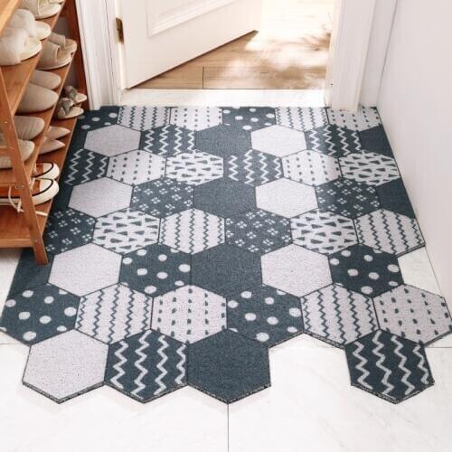 Extra Durable PVC Front Door Mat Diamond Geometry Indoor Absorbent Rug Doormats for Entry Mud Room Back Door High Traffic Areas