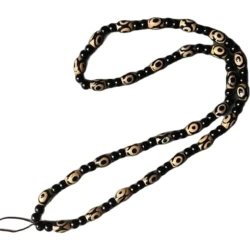 Three eye bead pendant rope for men with vintage Agate Bead Necklace and jade brand pendant rope
