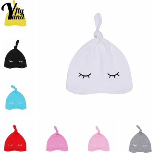 Yundfly Fashion Cartoon Print Infant Hat Double Layer Warm Knitted Cotton Newborn Sleeping Cap Baby Hair Accessories Photo Props