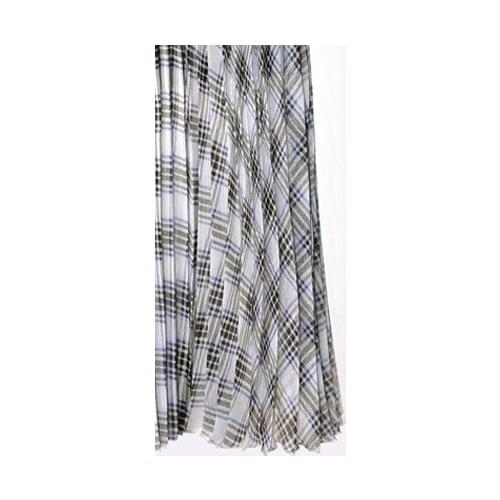 2019 Plaid Print Elastic Waist Long Pleated Skirt Women Midi Skirt