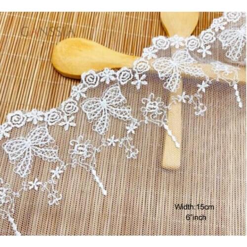 1Yard Width:15cm Net Yarn Embroider Water-Soluble Lace Bowknot Decoration Pattern Sewing Accessories(ss-2140)